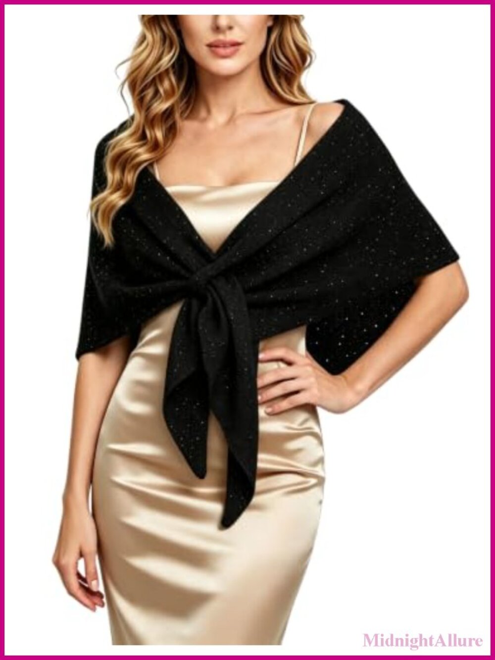 Sparkly Knit Shawl Wrap Triangle Cape for Dresses Evening Wear